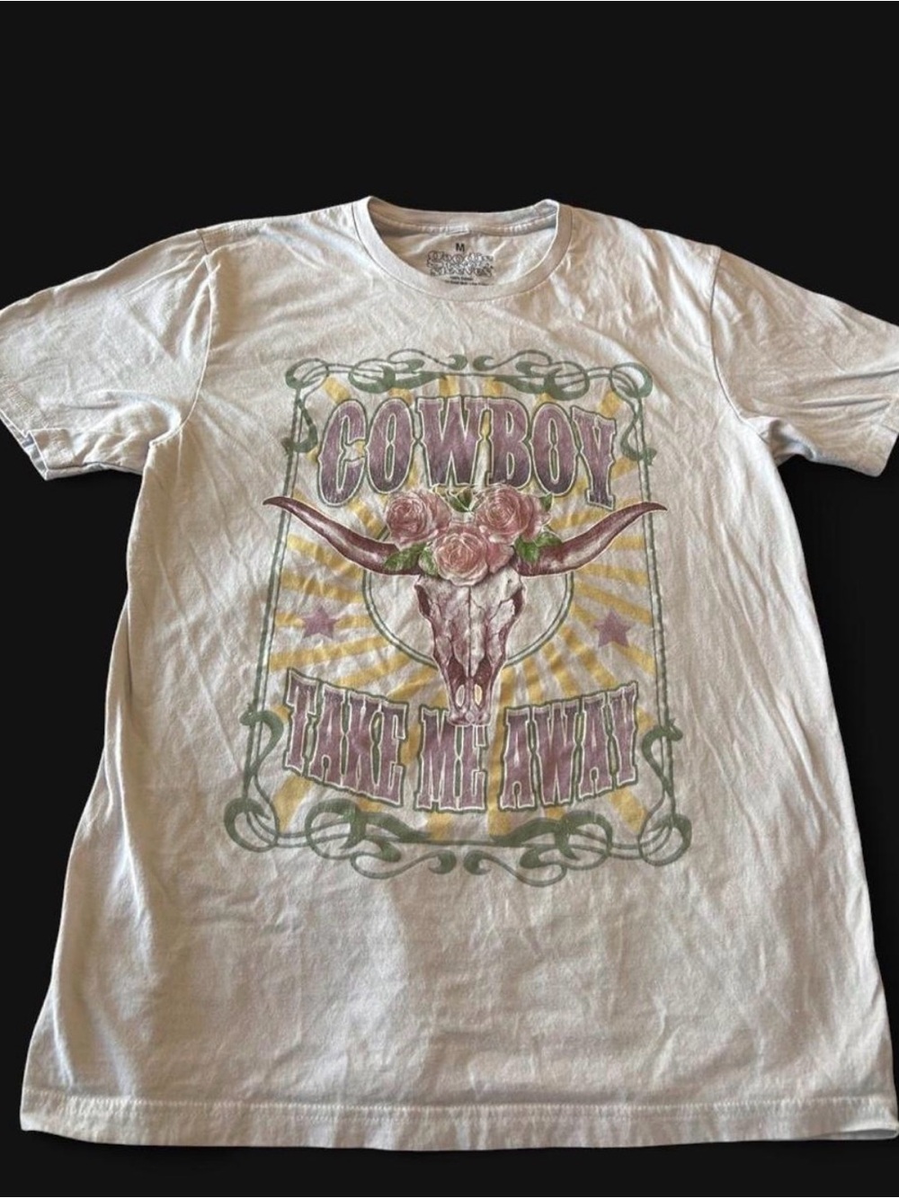 White 'Cowboy Take Me Away' Graphic Short Sleeve Tee